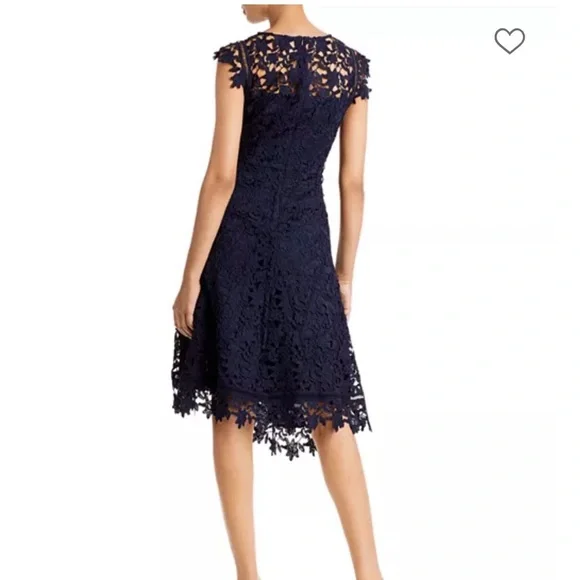 Eliza J Navy Floral Lace High-Low Cocktail Dress - Picture 2 of 5